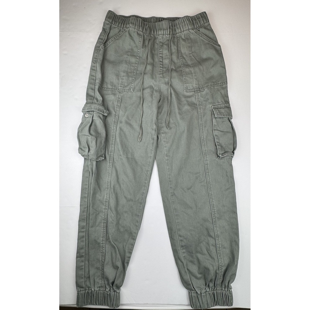 Cargo Jogger Pants Elastic Waist Drawstring Olive Green